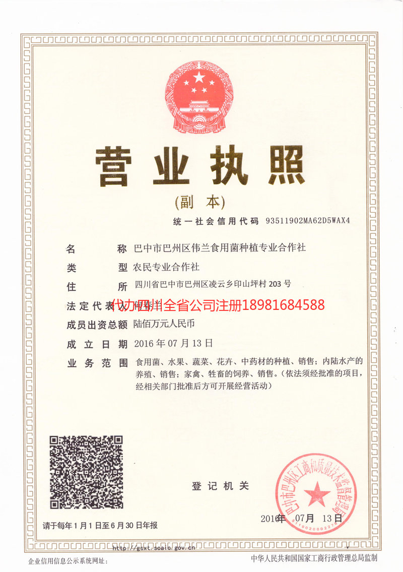 黄冈黄冈伟兰食用菌种植专业合作社